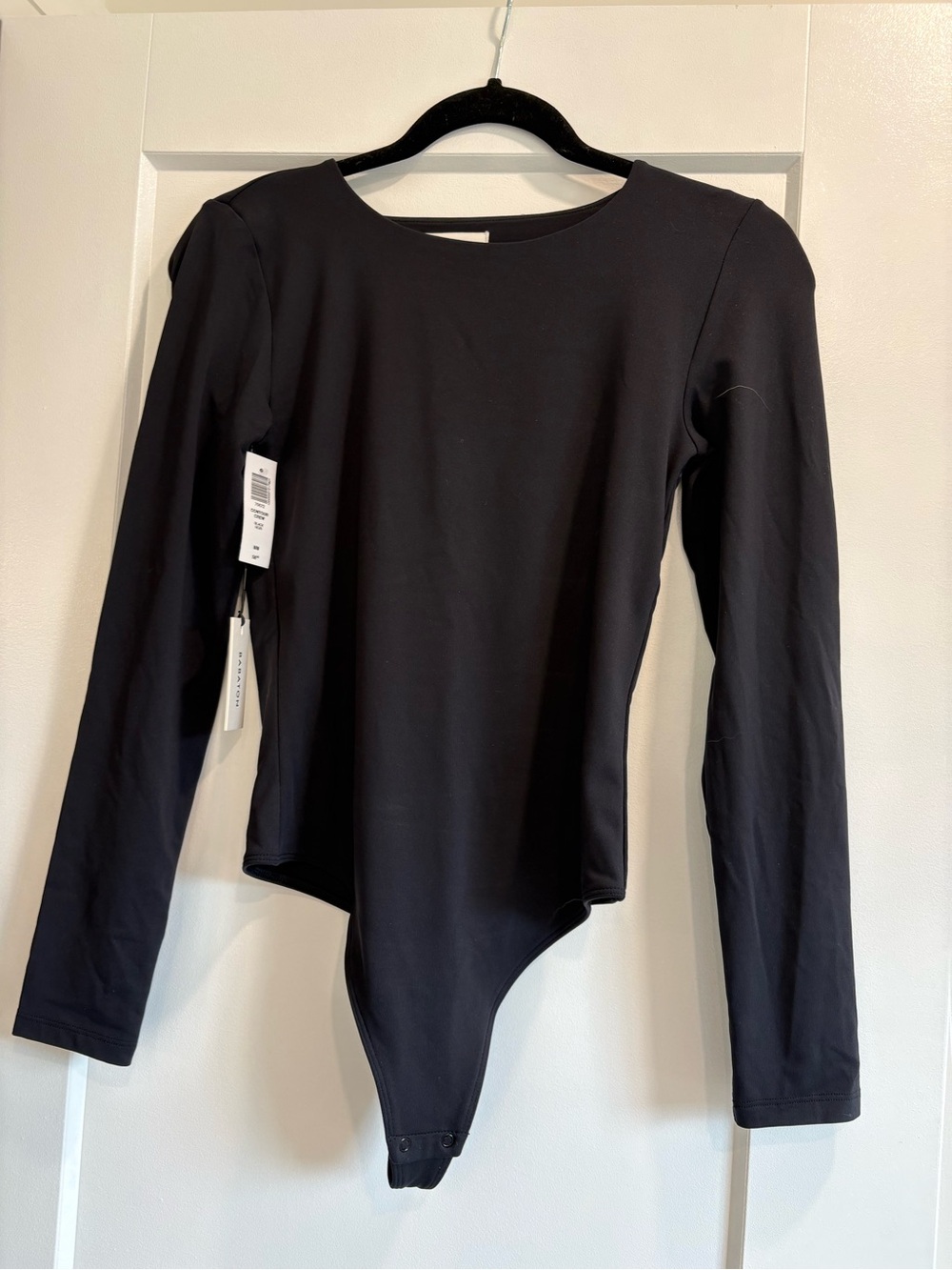 Babaton Black Long-Sleeve Stretch Bodysuit